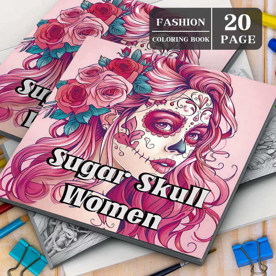 Malbuch für Erwachsene Sugar Skull mit 20 Blatt zum Ausmalen und Zeichnen - Bild 2
