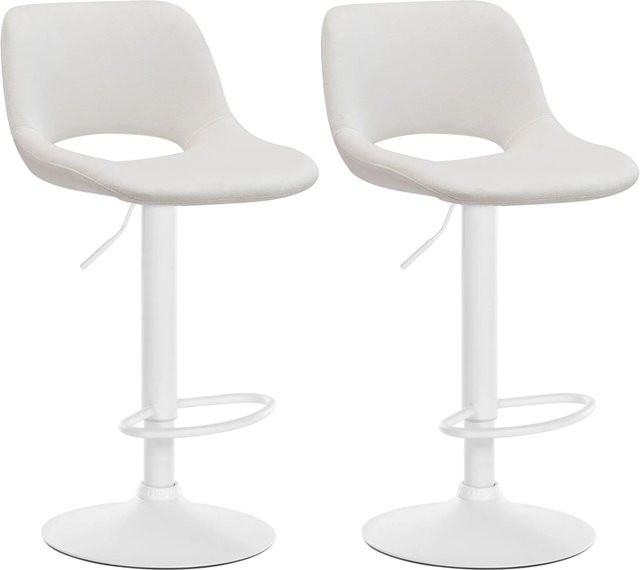 DELUKE Barhocker 2er Set JAKSON Barstühle mit Lehne aus Samt in Creme Weiß - Bild 1