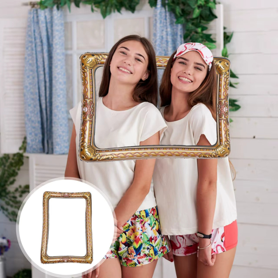 Wonflex Aufblasbarer Selfie-Fotorahmen aus PVC in Gold, Rechteckig, Wiederverwendbares Partyzubehör für Geburtstag und Festival - Bild 2