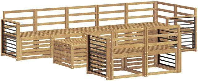 vidaXL Outdoor-Sofagarnitur 9-teilig aus Massivholz Akazie in Weiß mit modernem Latten-Design, B/T/H: 59 x 59 x 37 cm - Bild 1