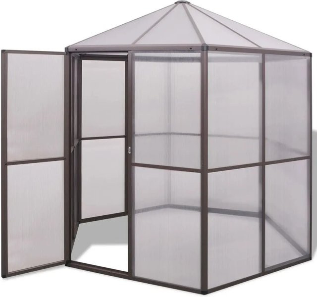vidaXL Gewächshaus aus Aluminium und Polycarbonat in Grau, B/T/H: 240 x 211 x 232 cm - Bild 1