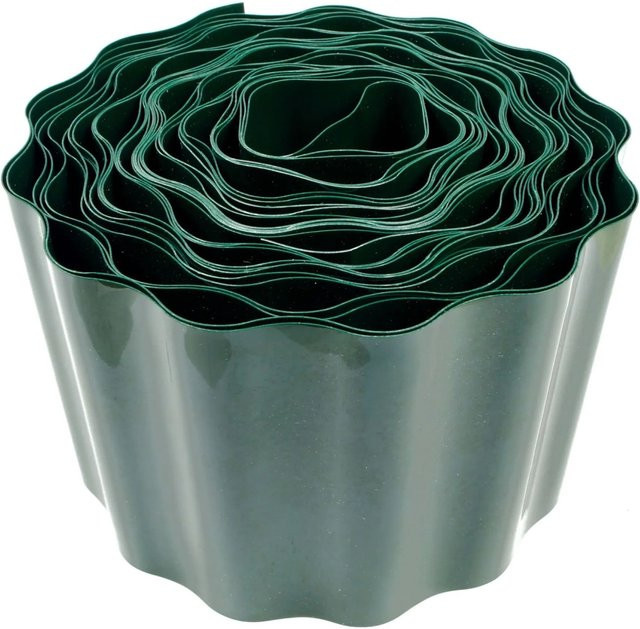 Jardinion Rasenkante Beeteinfassung aus grünem PET Kunststoff, Länge: 9 m, Höhe: 20 cm - Bild 1