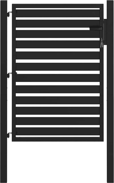 Abschließbares Gartentor Yiwydaa aus Aluminium in Schwarz, Breite: 100 cm, Höhe: 120 cm - Bild 1