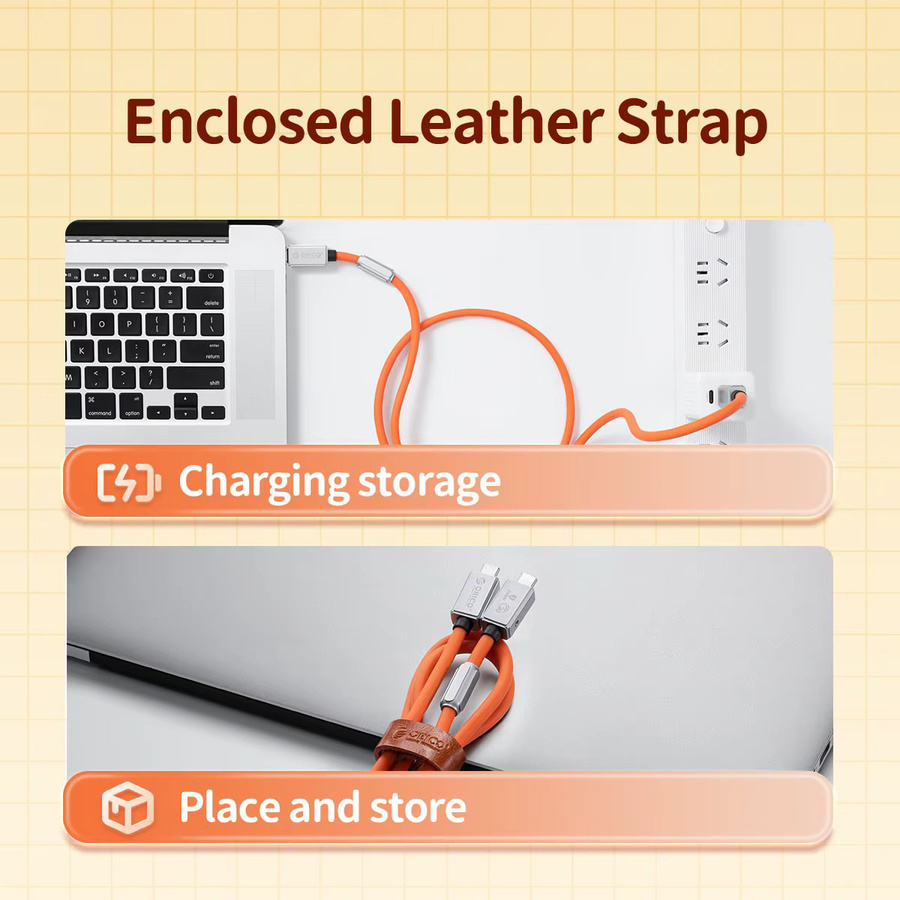 Orico USB4 Kabel mit 240W Power Delivery 3.1, kompatibel mit Thunderbolt 4, für 8K 60Hz Videoübertragung und schnelles Laden, Silikon USB-C Kabel für MacBook und iPhone 15 - Bild 4