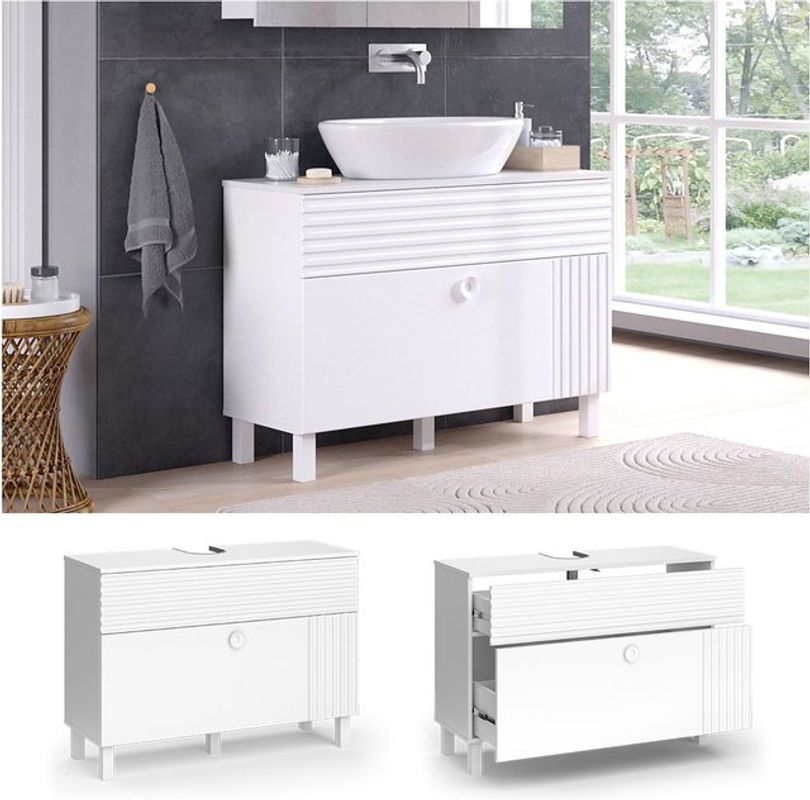 Vicco Waschtischunterschrank Sola modern Weiß matt B/T/H: 100,2 x 37,2 x 72,4 cm - Bild 2
