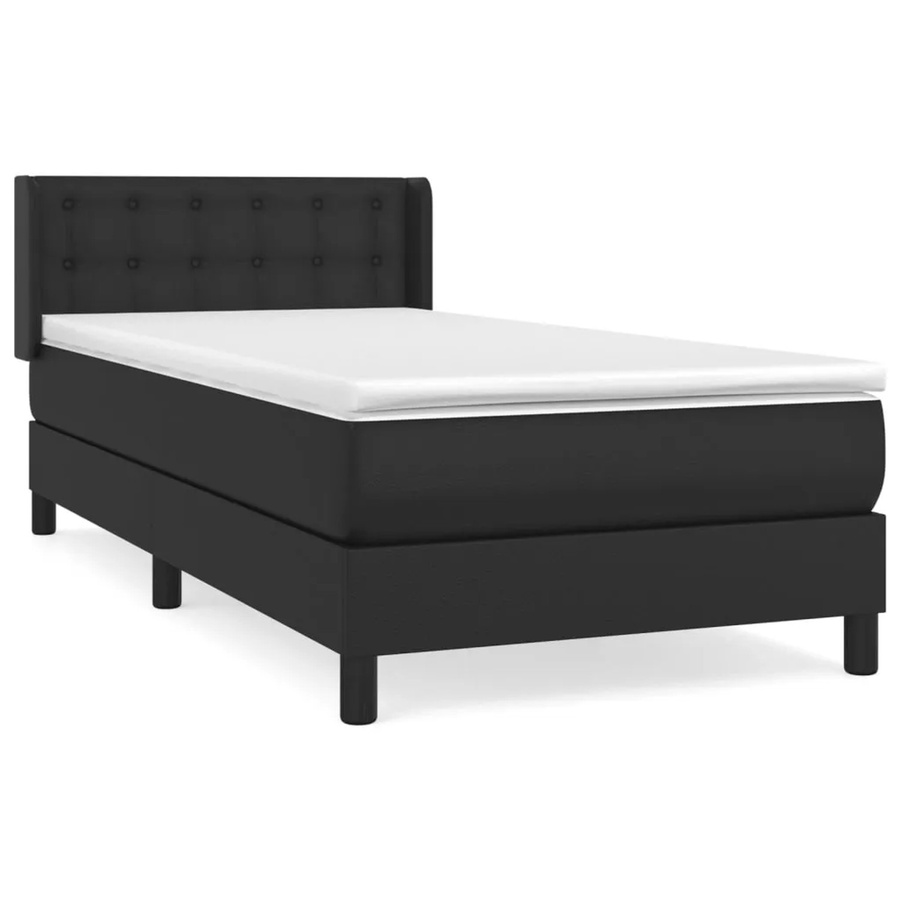vidaXL Boxspringbett Hybrid mit Matratze und Taschenfederkern, Schwarz, Kunstleder, B/T: 100 x 200 cm - Bild 2
