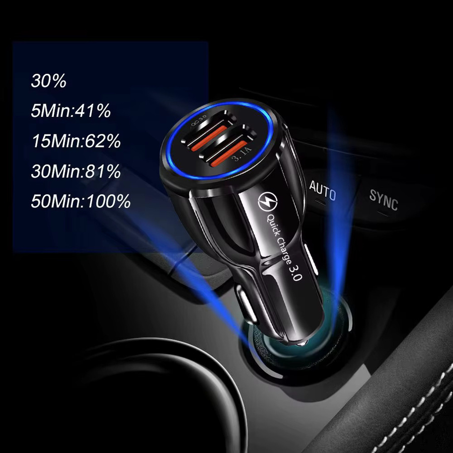 SEAMETAL USB Auto Ladegerät mit Doppel Schnellladefunktion 3.0, 12V-24V Zigarettenanzünder Adapter in Schwarz - Bild 5