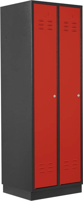 PROREGAL Garderobenschrank Ermine mit 2 Türen, Anthrazitgrau/Feuerrot, H x B x T: 177,5 x 60 x 50 cm - Bild 1