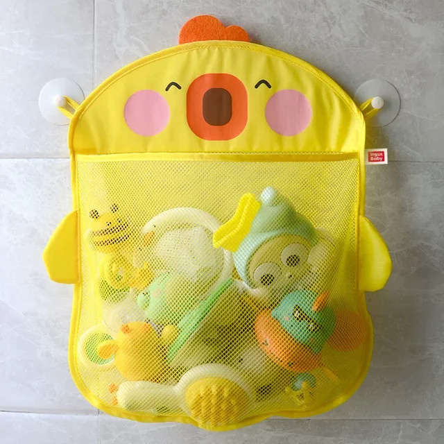 MoShuBe Baby Spielzeug Aufbewahrungstasche mit niedlichem Enten-Design, hängende Mesh-Tasche aus Stoff in Weiß und Gelb für das Badezimmer - Bild 1