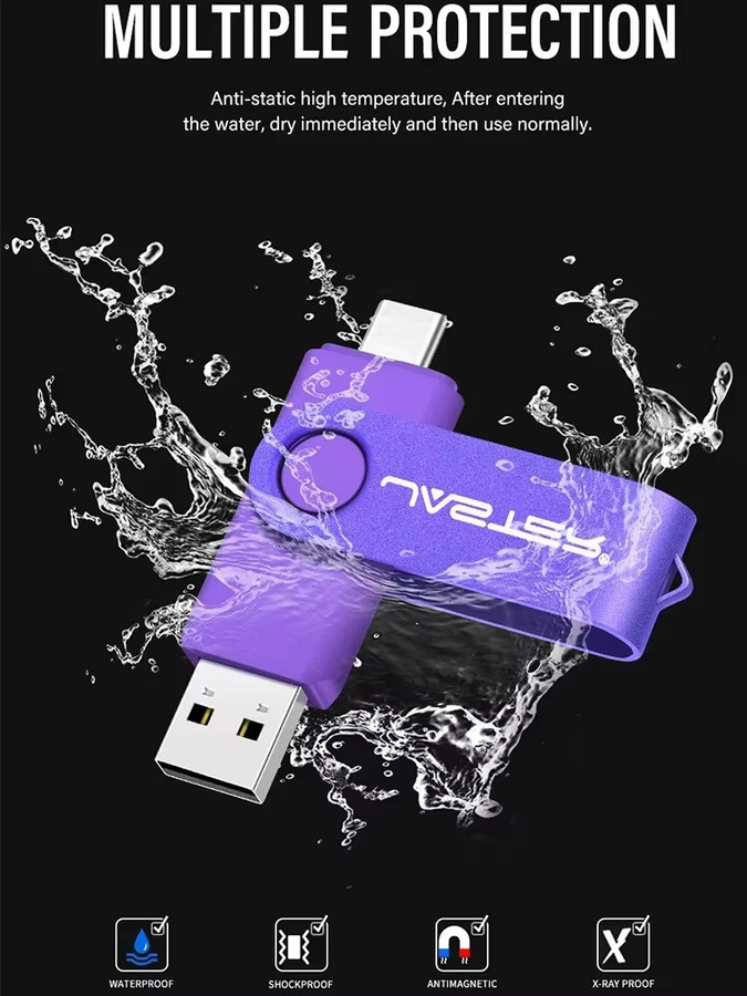 JASTER Mini USB-Stick 2.0 Flash-Laufwerk aus Metall in Silber oder Lila - Bild 2