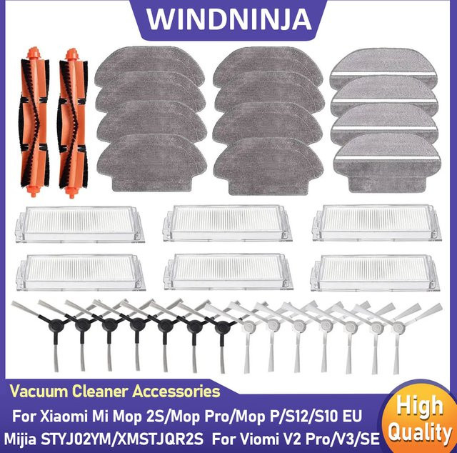 Xiaomi Mopp-Tücher und Pinsel-Filter-Sets in Weiß für Mi 3C, T12, Mop 2S, Mop Pro, Mop P, S12, S10, B106GL, B106CN und Viomi V2 Pro, V3, SE - Bild 1