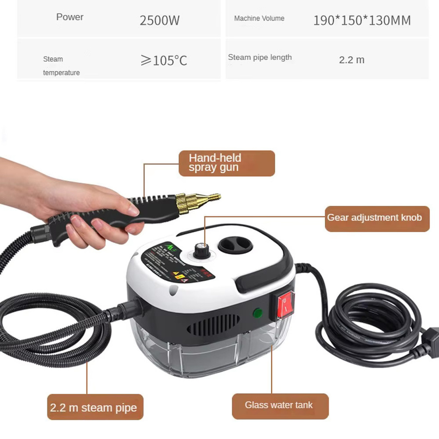 BALASHOV Handheld Dampfreiniger 2500W Hochtemperatur-Druckstrahlreiniger in Weiß für Haus, Auto und Küche - Bild 3