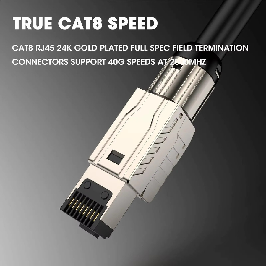 ZoeRax 2er-Pack RJ45-Stecker Cat 8, werkzeugfreie abgeschirmte Ethernet-Modularstecker für LAN, 2000 MHz, Silber - Bild 5