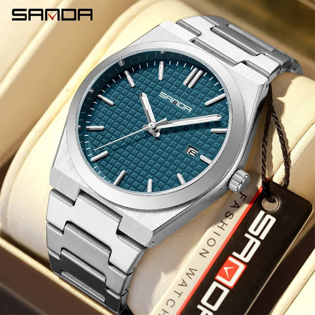 SANDA Armbanduhr Quarz, Edelstahl, Blau, Herren - Bild 1