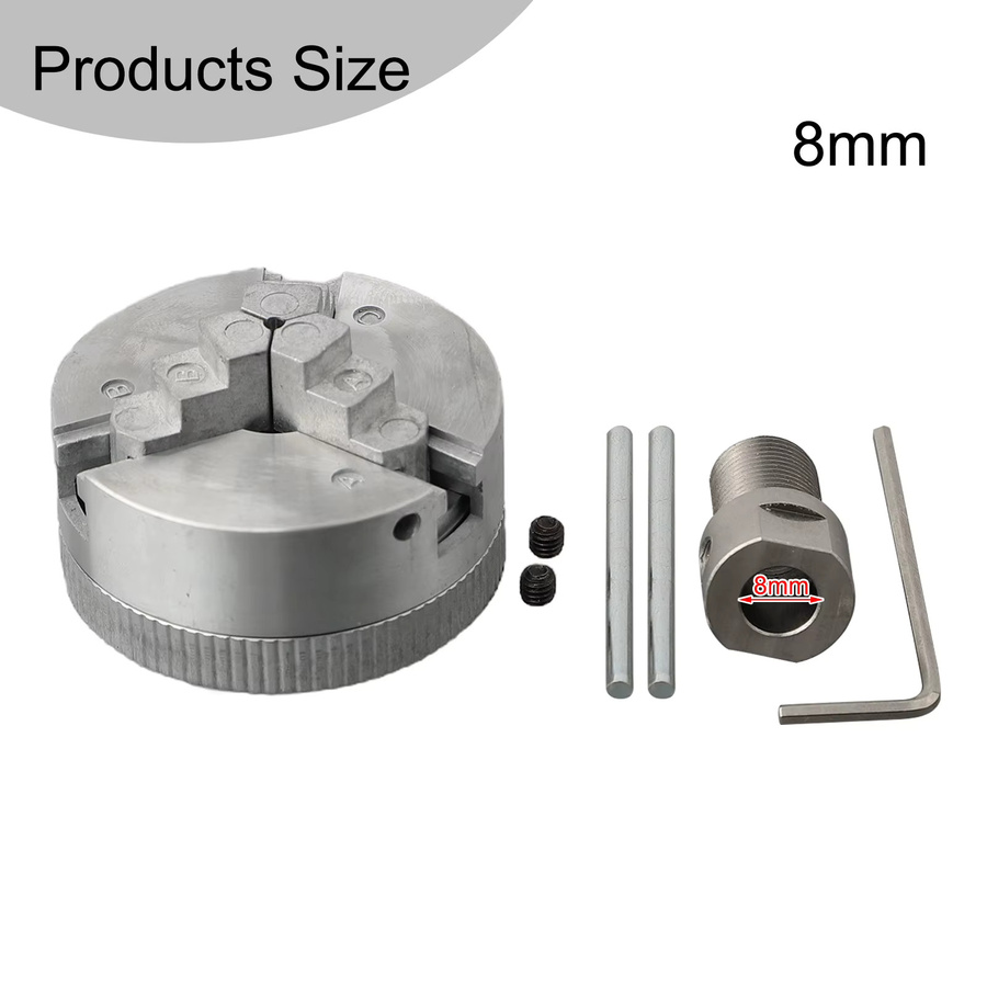 VIBRATITE Manuelles Drehfutter-Set aus Kohlenstoffstahl mit 3 Backen, selbstzentrierend, Farbe: Silber - Bild 1