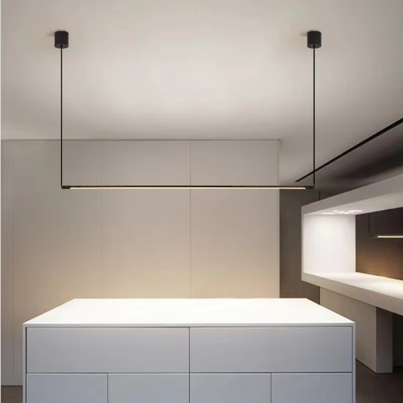Minimalistische LED-Pendelleuchte IISINUO aus Aluminium in Schwarz für Esszimmer, Schlafzimmer und Arbeitszimmer - Bild 2