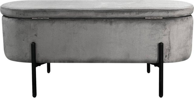byLIVING Bank NOVA Truhe mit Samtbezug in Grau, B/H/T: 95 x 42 x 37,5 cm - Bild 2