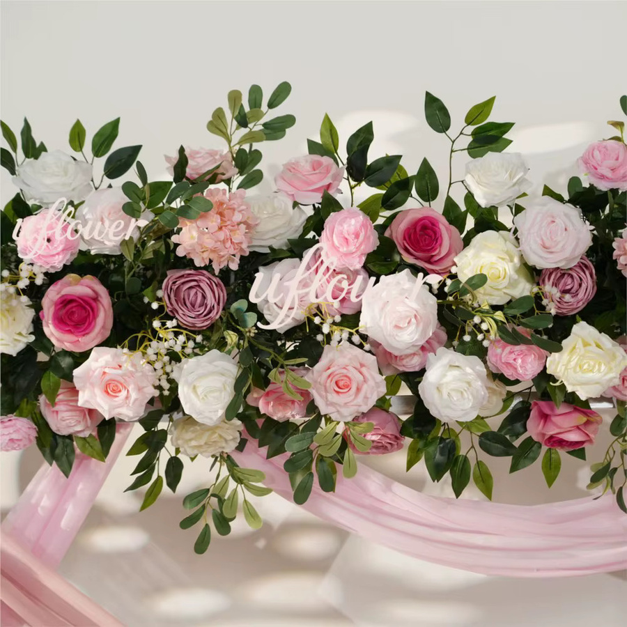 Uflower Rosen-Blumenarrangement in Rosa und Grün, hängende Blumenkugel für Hochzeits- und Partydekoration, Durchmesser: 40 cm - Bild 2