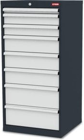 STIER Schubladenschrank aus Stahl mit 8 Schubladen, Farbe Anthrazit, B/T/H: 60,0 x 57,5 x 122,0 cm - Bild 1