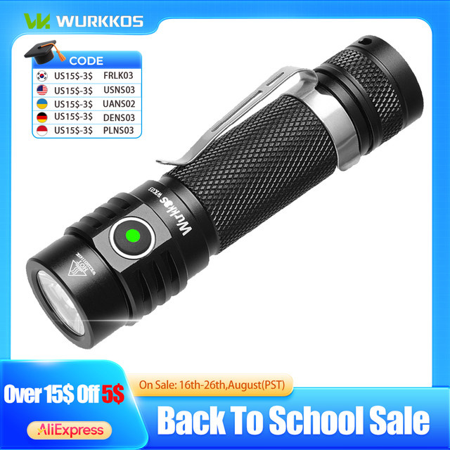 Wurkkos WK03 EDC Taschenlampe mit 1800 lm LED, wiederaufladbar, IP68 wasserdicht - Bild 1
