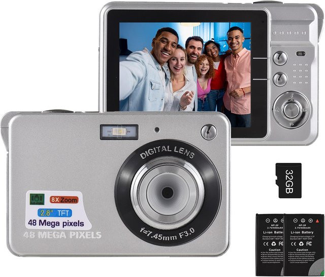 Andoer 4K Digitalkamera Camcorder mit 48MP, 2,8 Zoll TFT Bildschirm, Autofokus und 16X Digitalzoom in Silber - Bild 1