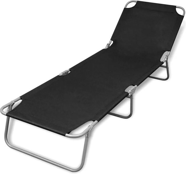 Furnicato Klappliege aus pulverbeschichtetem Stahl und UV-beständigem Polyester in Schwarz - Bild 1