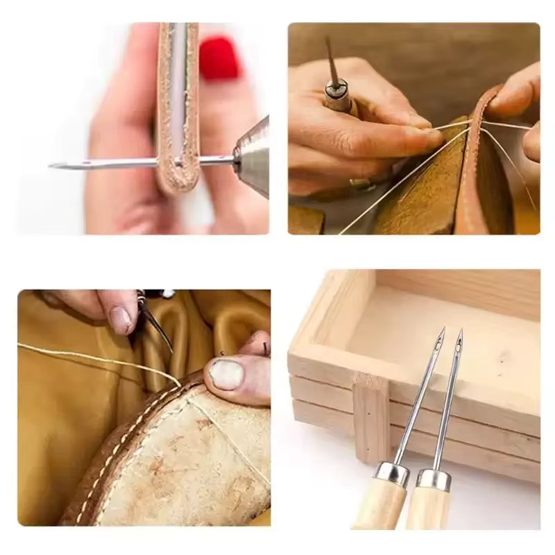 13-teiliges Leder-Nähset in Multicolour für Handtaschen und Schuhe mit Ahle, gewachstem Faden, Nähnadeln und Fingerhut - Bild 5