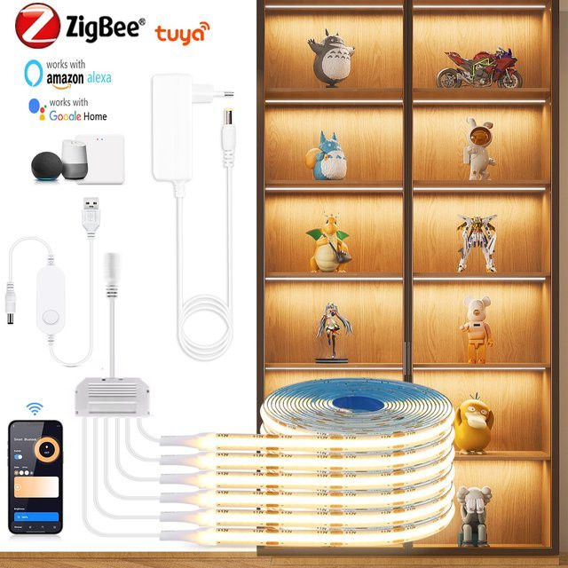 Rybakov Smart Wand Lampe mit dimmbarer COB LED in Holzmaserung, Zigbee und WiFi kompatibel mit Tuya und Alexa, Warmweiß - Bild 1