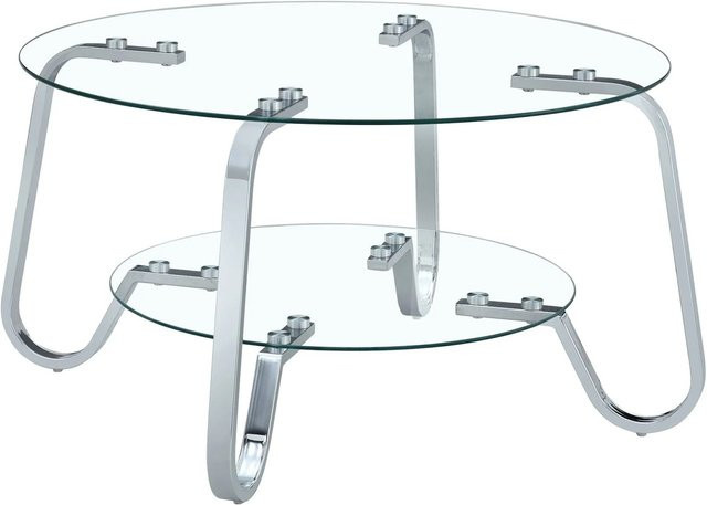 okwish Couchtisch mit Glas und Metallrahmen in Silber, quadratisch, B/T/H: 80 x 80 x 45 cm - Bild 1