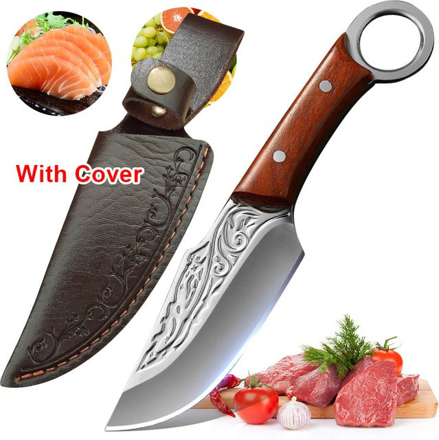 GuanQi Allzweckmesser mit Holzgriff in Braun zum Schneiden von Fleisch und Obst - Bild 1