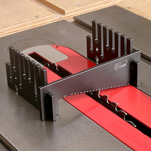 GDART Höhenmesser aus Aluminium für Fräser und Tischkreissäge in Silber und Schwarz mit metrischer und Zoll-Skala - Bild 1