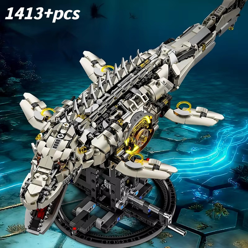 FUNXINEE Mechanisches Mosasaurus-Modell, Seedrachen-Baukasten, 1413 Teile - Bild 2