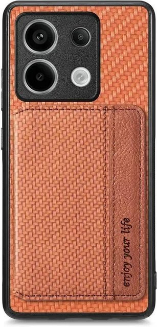 Honor 400 Pro und 400 Lite Handyhülle aus Carbonfaser und Leder in Orange mit magnetischem Kartenhalter und Geldbörse-Funktion - Bild 1