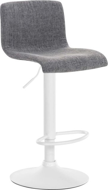 DELUKE Barhocker PESAN Barstuhl aus Stoff in Hellgrau und Weiß, höhenverstellbar, drehbar mit Lehne und modernem Design, B/T/H: 39 x 36 x 84 cm - Bild 1