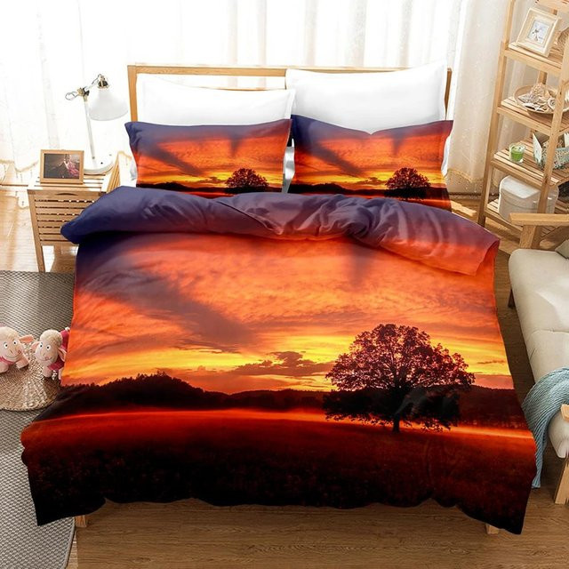 JMG Household Supplies Bettwäsche-Set Golden Sunset mit tropischem Strandmotiv, Mikrofaser, Mehrfarbig Orange, B/H: 135 x 200 cm - Bild 1