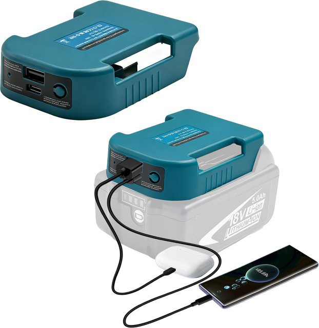 Batteriehalter und Batterieadapter für Makita 18 V Li-Ionen-Akkus mit blauer Gürtelschnalle, passend für BL1815, BL1840, BL1850 und BL1860 - Bild 1