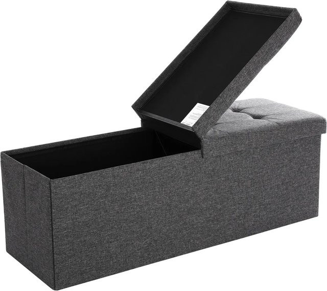 Songmics Sitzbank mit Stauraum in Dunkelgrau, B/T/H: 110 x 38 x 38 cm - Bild 1