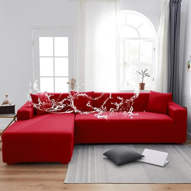 Wasserdichter und elastischer Sofabezug für 1-Sitzer in Rot, rutschfest und waschbar - Bild 1