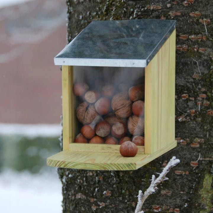 Eichhörnchen Futterhaus aus Holz als Futterspender und Futterautomat für den Garten - Bild 6