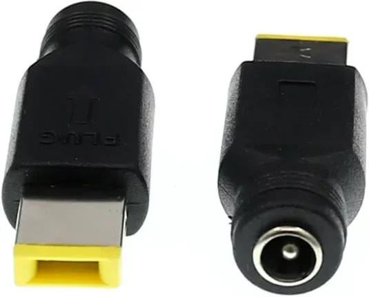 Lenovo Power Converter DC 5,5x2,1mm Buchse auf Vierkant Stecker für AC Power Adapter Ladegerät in Schwarz - Bild 1