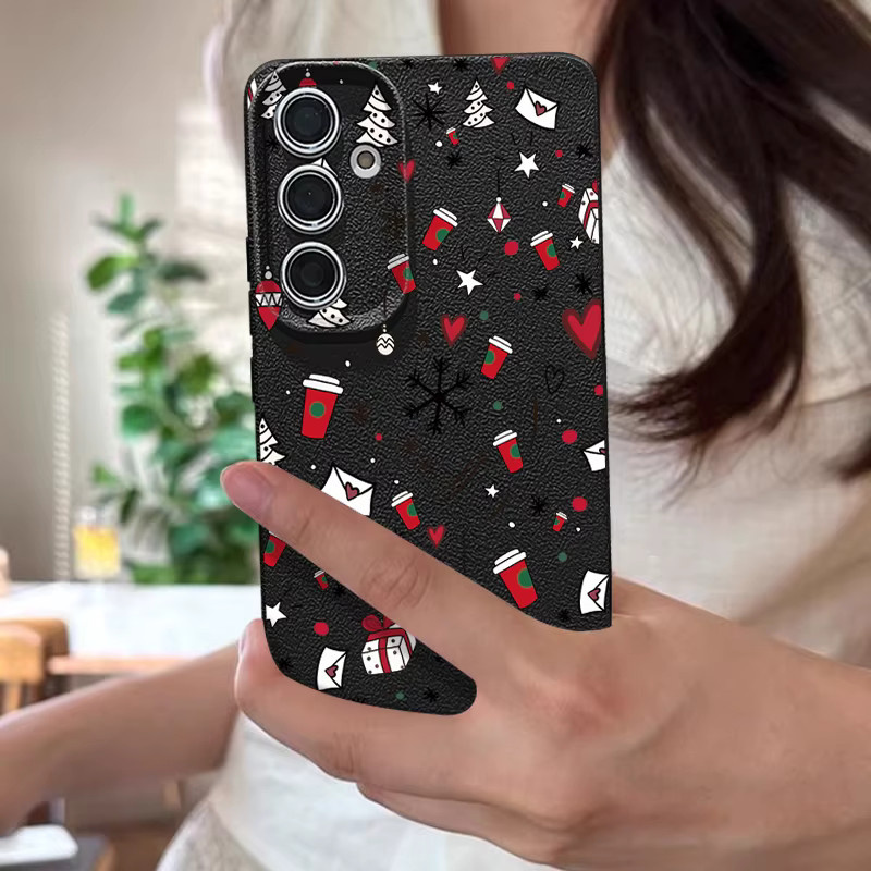 Weiche Handyhülle mit Weihnachtsmuster für Samsung Galaxy S25 Ultra, S24 FE, S23, S22, A55, A54, A16, A15 und weitere Modelle in Multicolour und Braun - Bild 3