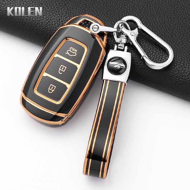 KOLEN TPU Schlüsselhülle für Hyundai Elantra, Grandeur, Accent, Sonata, Palisade, Kona, Creta, I20, I30, IX35, IX25 in Schwarz - Bild 1