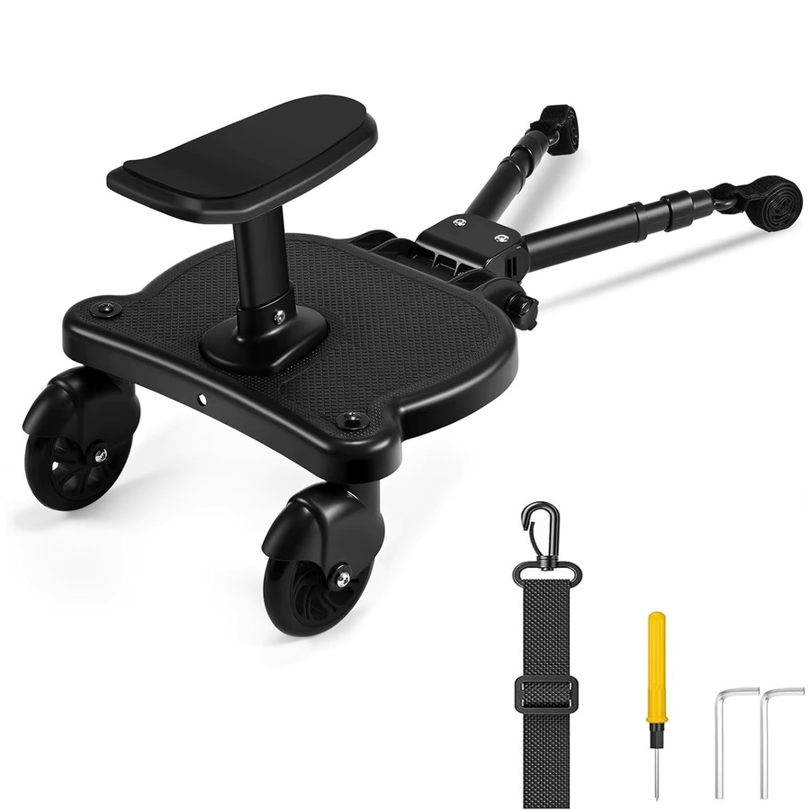 2-in-1 Sitz- und Stehbrett für das zweite Kind in Schwarz, kompatibel mit den meisten Kinderwagen - Bild 6