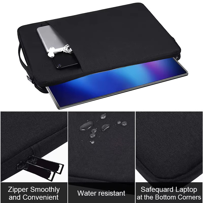 KOJESHUN Laptop-Hülle in Schwarz, wasserdichte Notebook-Tasche für MacBook Pro Air, Lenovo, ASUS und Huawei, passend für 13 bis 15,6 Zoll - Bild 4