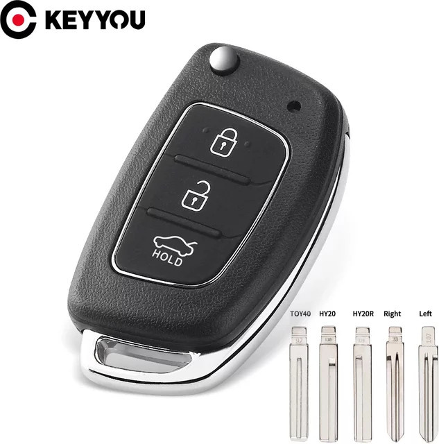 KEYYOU Flip Folding Remote Auto Schlüssel Shell für Hyundai Solaris IX35 IX45 Elantra HB20 Verna Solaris in Schwarz - Bild 1