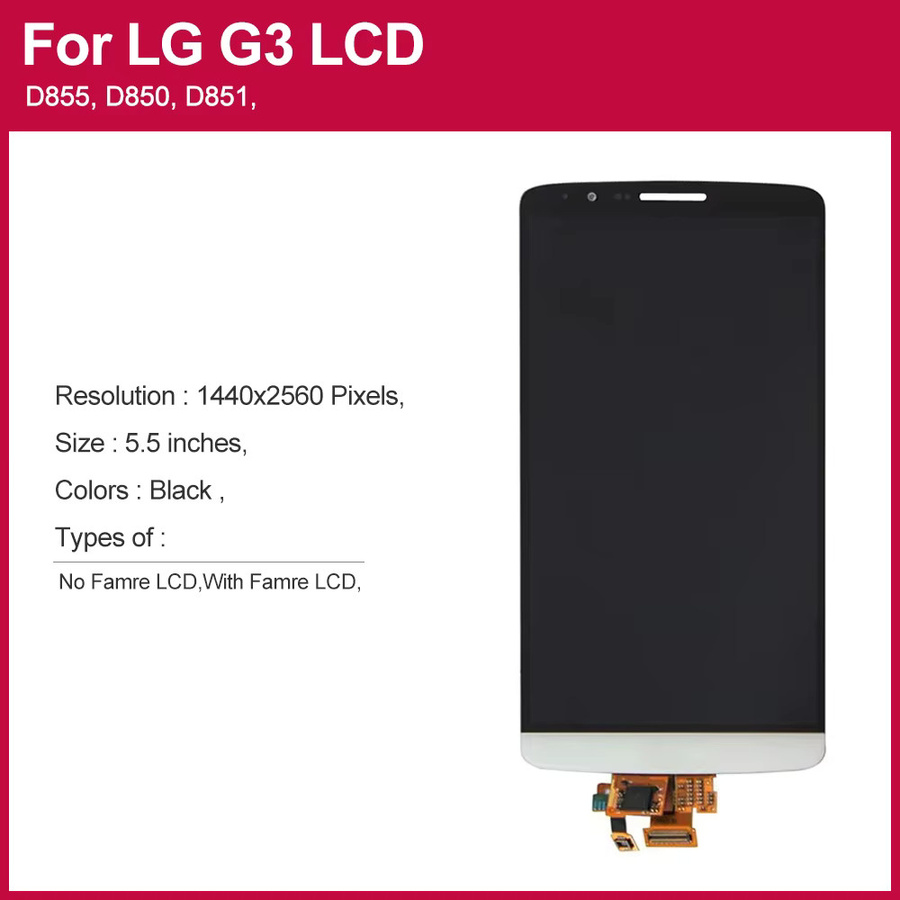 LG G3 LCD Display Touchscreen Digitizer Montage mit Rahmen für D850 D851 D855 5,5 Zoll - Bild 2