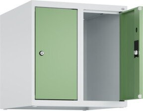 C+P Aufsatzschrank 7035/6011 aus Stahl mit Zylinderschloss und 2 Abteilen, B/T/H: 50 x 50 x 50 cm, Grau/Grün - Bild 1