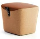 Leyform Hocker mit zweifarbigem Stoffbezug in Orange und Grau, schwarzer Ledergriff und Mehrschichtholz, B/T/H: 52 x 44 x 44 cm - Bild 1