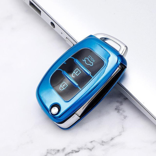 Schutzhülle aus weichem TPU für Hyundai Klappschlüssel in Blau - Bild 1