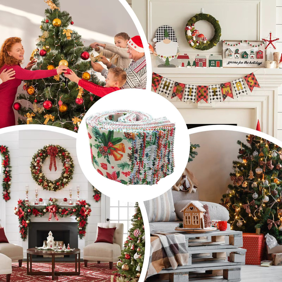 40 Stück Weihnachts-Stoffquadrate in Multicolour zum Quilten, Nähen und Basteln - Bild 4